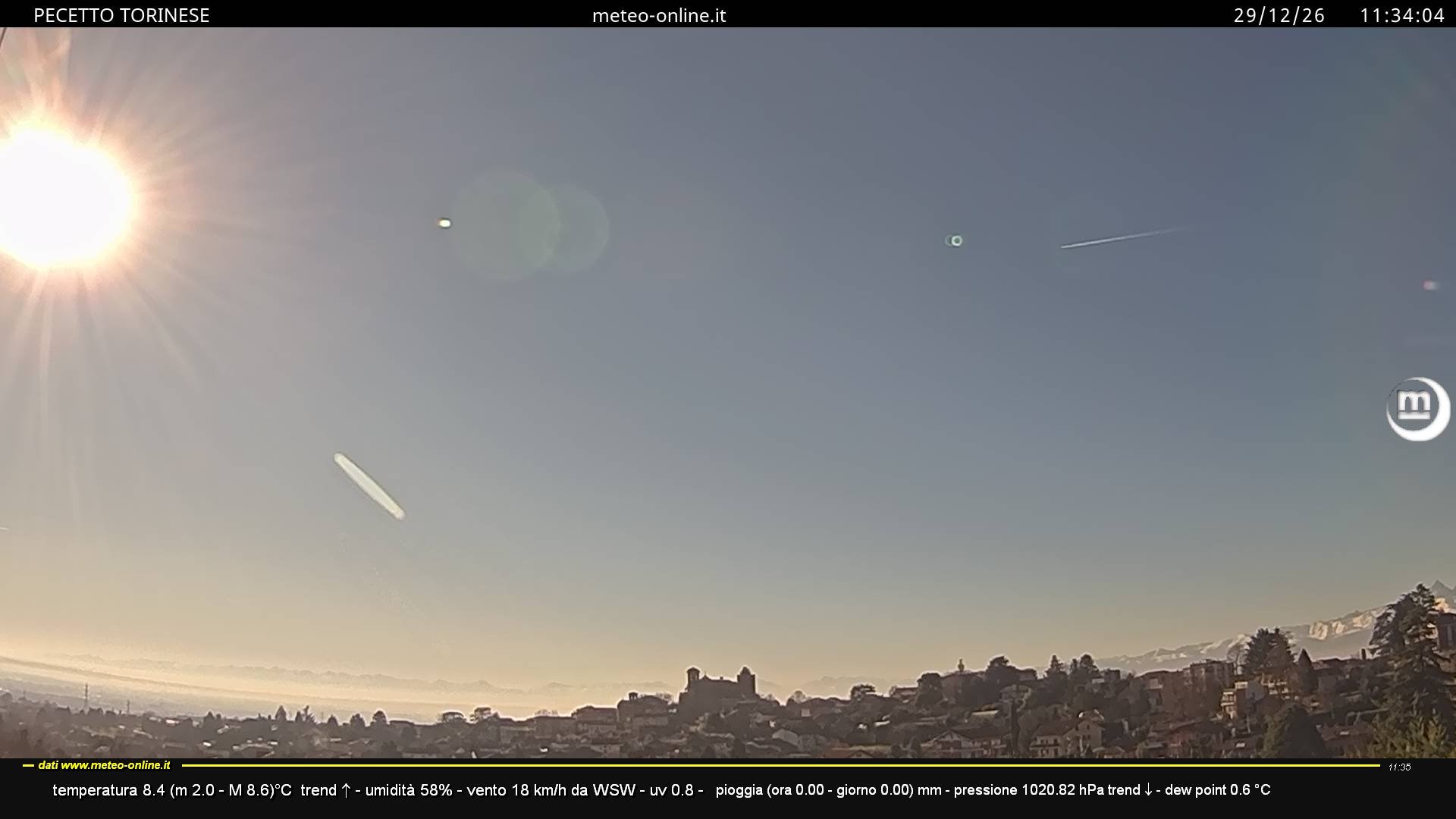 immagine della webcam nei dintorni di Caselle Torinese: webcam Pecetto Torinese