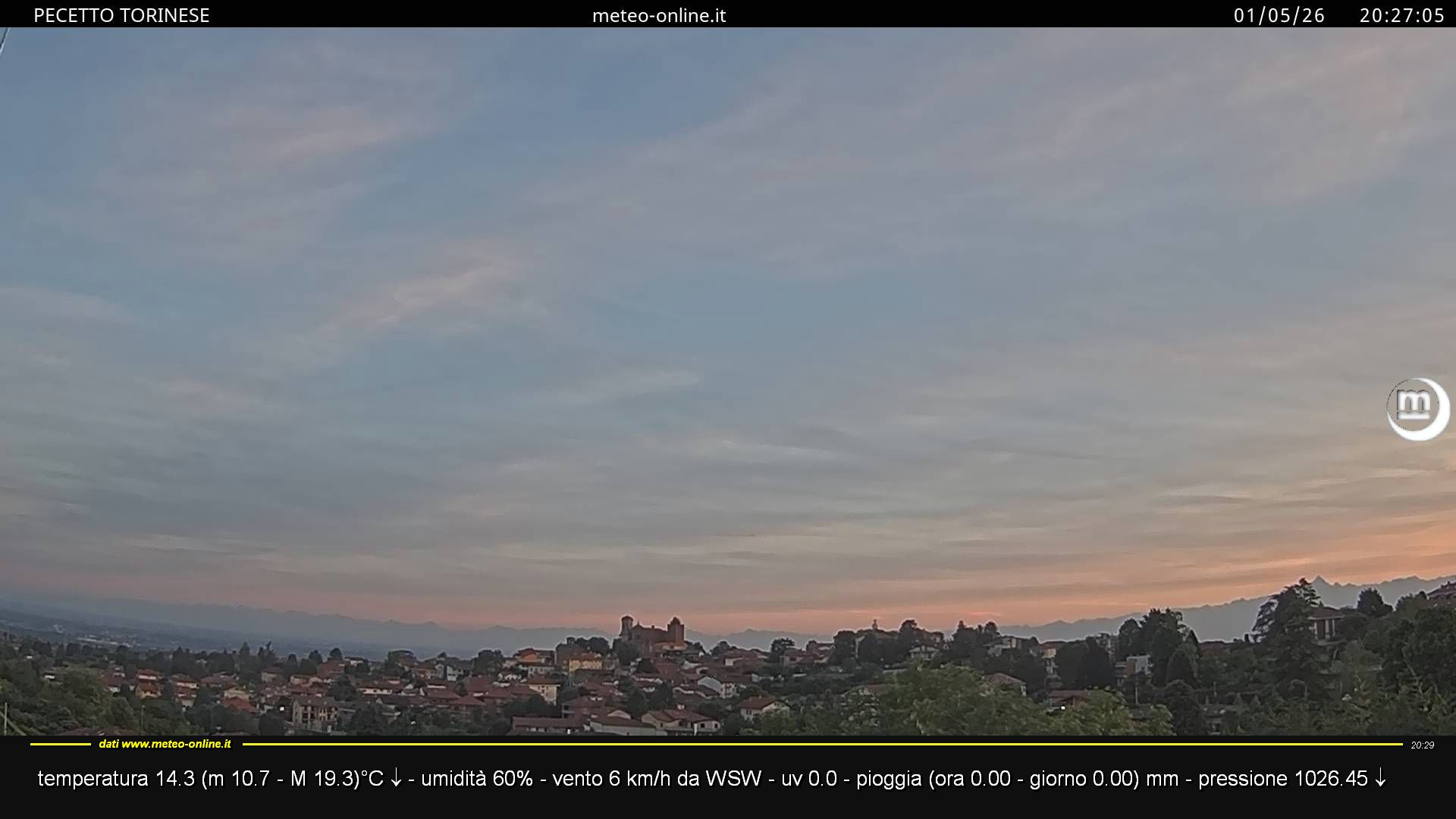 immagine della webcam nei dintorni di Castelnuovo Don Bosco: webcam Pecetto Torinese