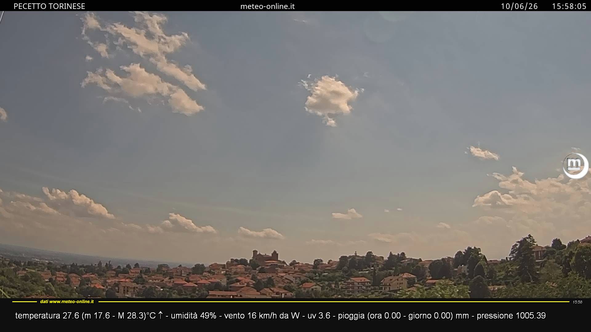 immagine della webcam nei dintorni di Torino Bric della Croce: webcam Pecetto Torinese